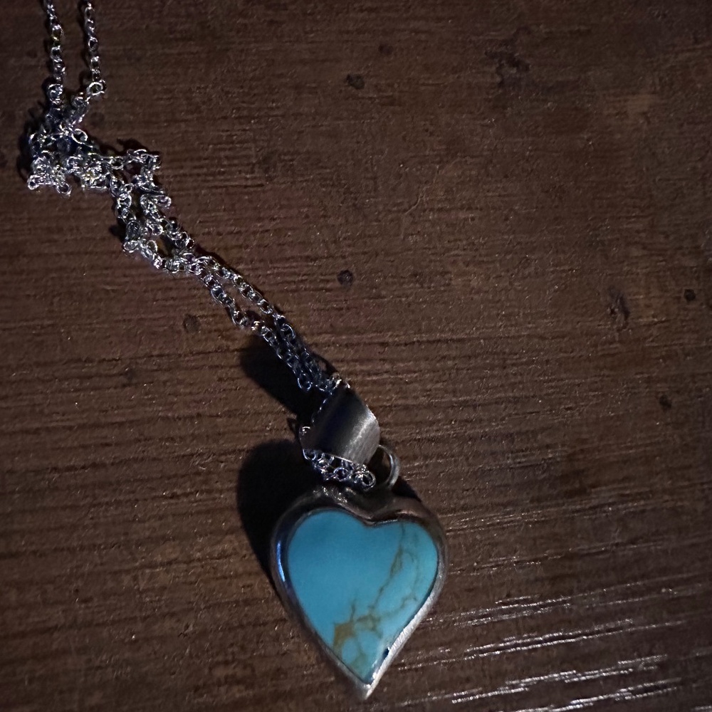Vintage sterling silver and Turquoise heart pendant